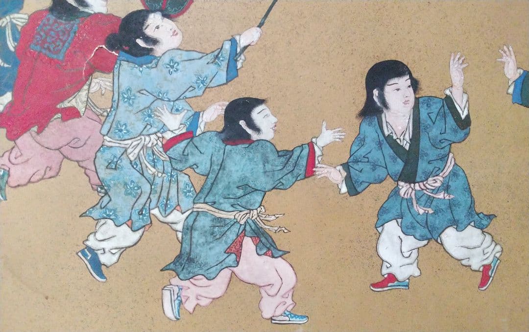 日本画【二枚折り屏風】岩絵の具使用