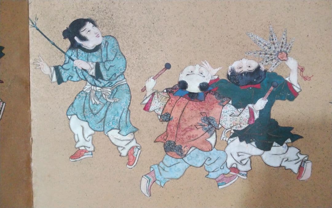 日本画【二枚折り屏風】岩絵の具使用