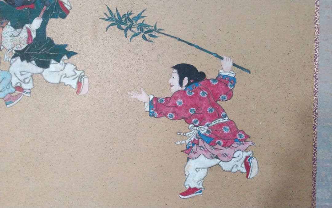 日本画【二枚折り屏風】岩絵の具使用