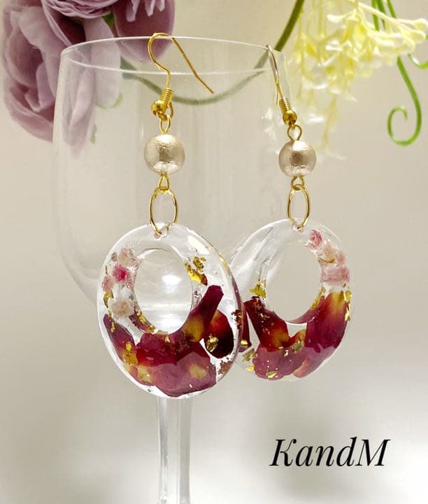 揺れる薔薇大人リッチ　〜大ぶりNo.9〜　ピアス／イヤリング