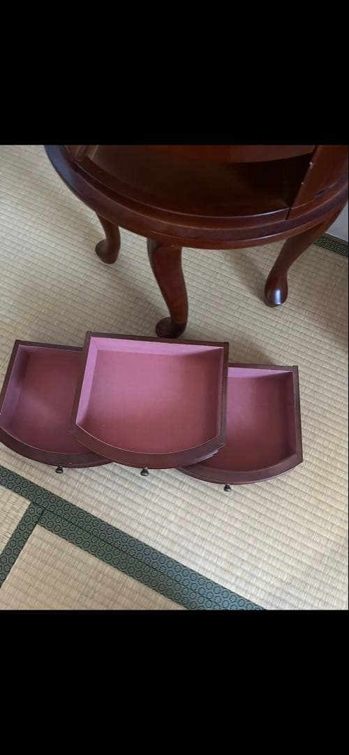 木製円形チェスト 4引き出し