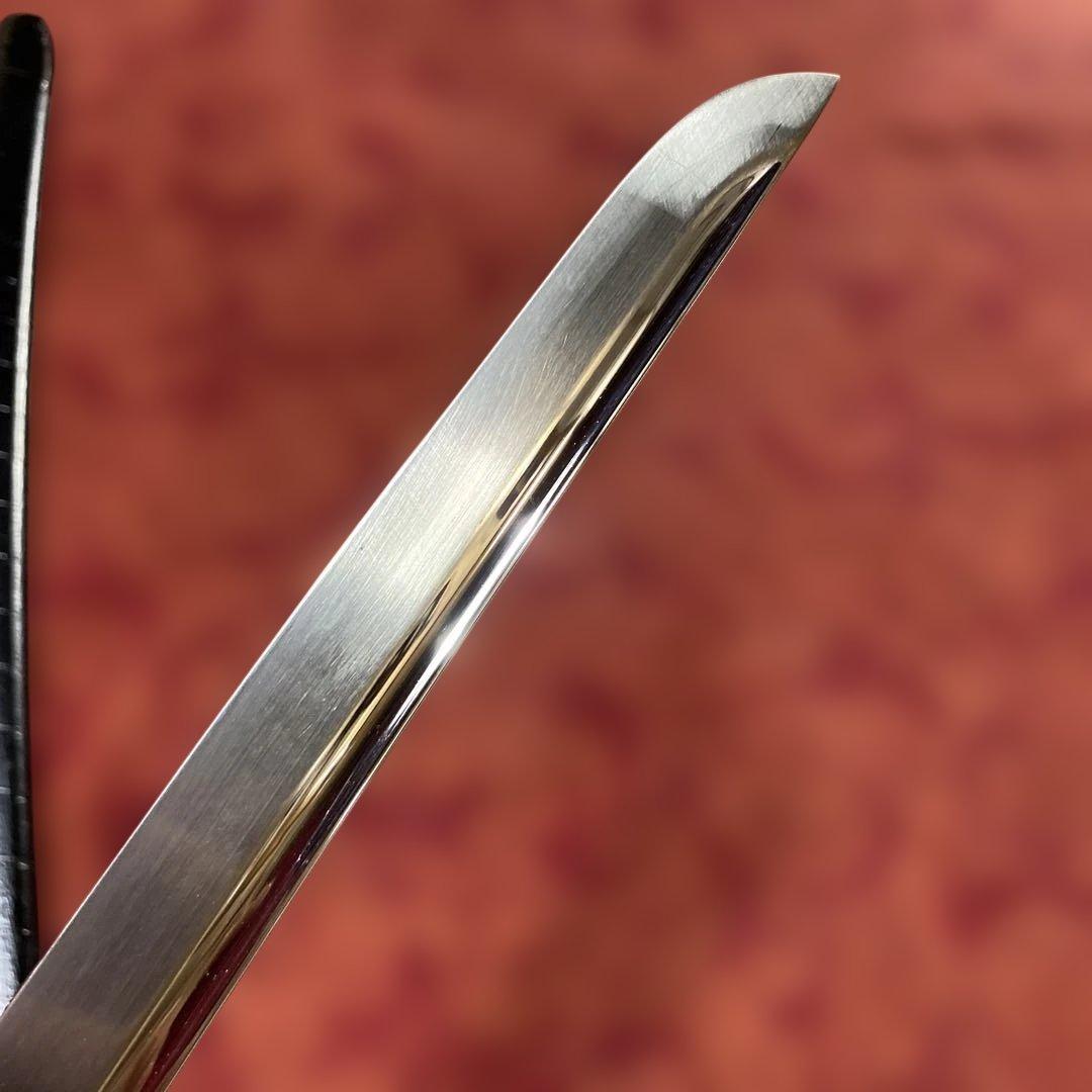 高級模造刀 黒柄黒鮫皮 鉄地海鼠透し丸鍔 斜め巻黒鞘