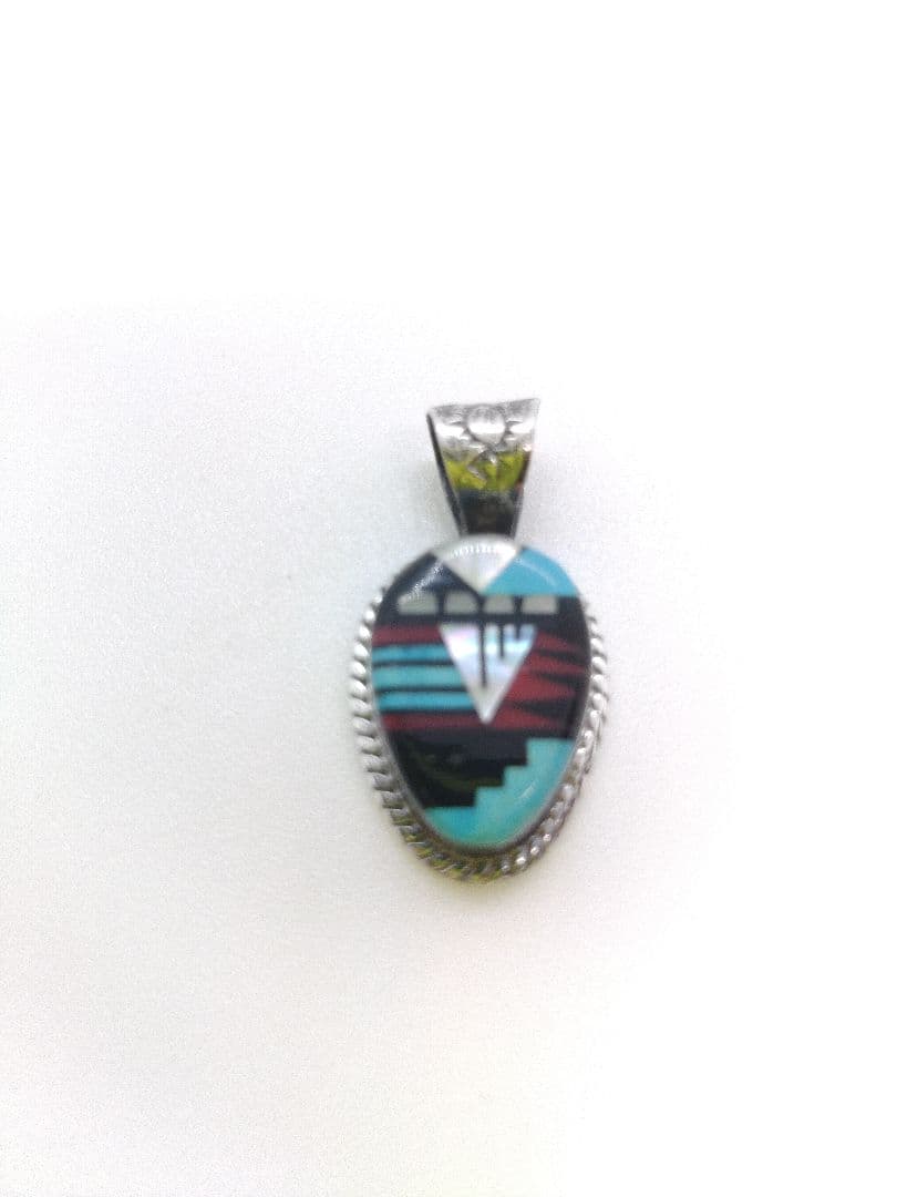 インディアンジュエリー　シルバー　ヘッド　インレイ