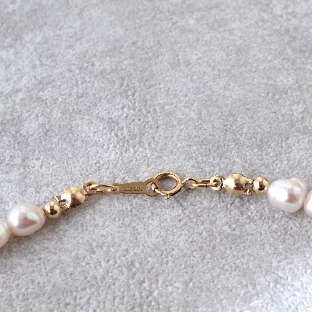 パールとインカローズのネックレス　春夏　カジュアル　きれいめ　高品質　ケシ