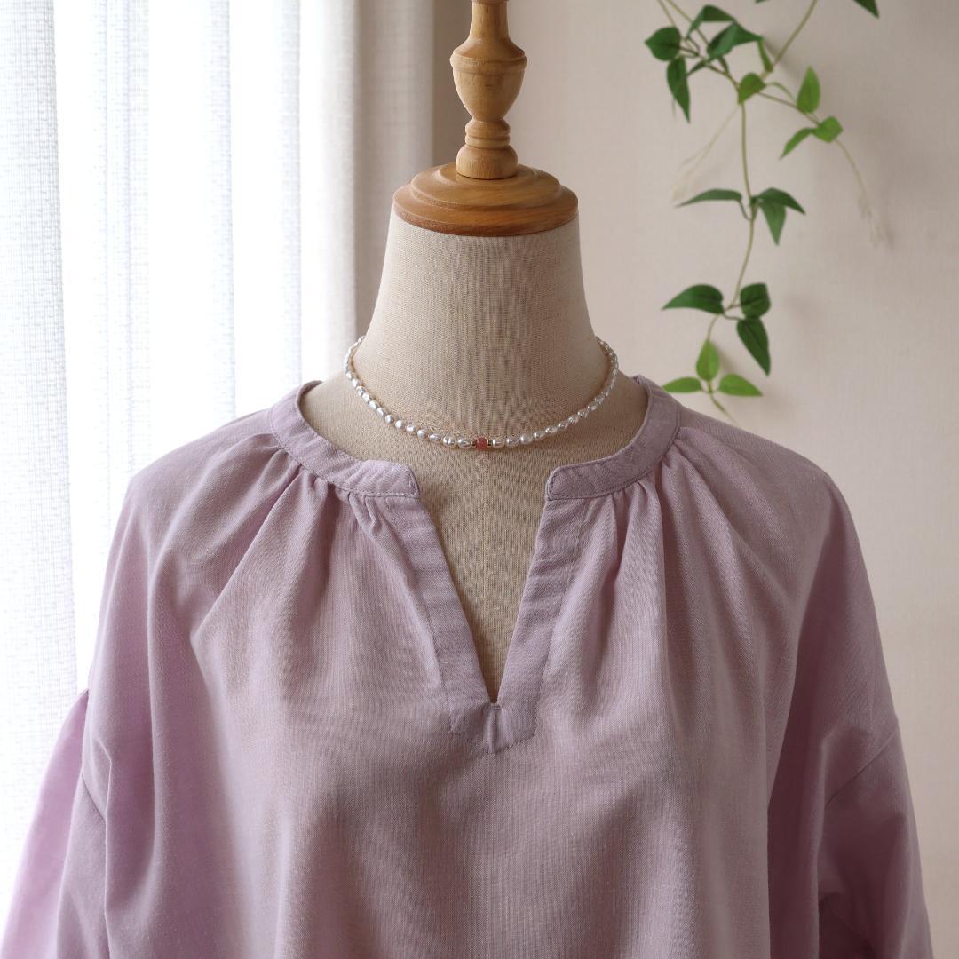 パールとインカローズのネックレス　春夏　カジュアル　きれいめ　高品質　ケシ