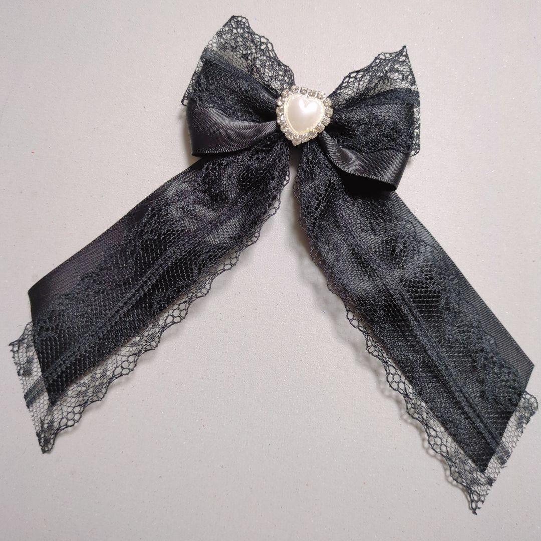 確認　たらりんヘアリボン ヘアゴム　572　黒　♡　セレモニー　発表会