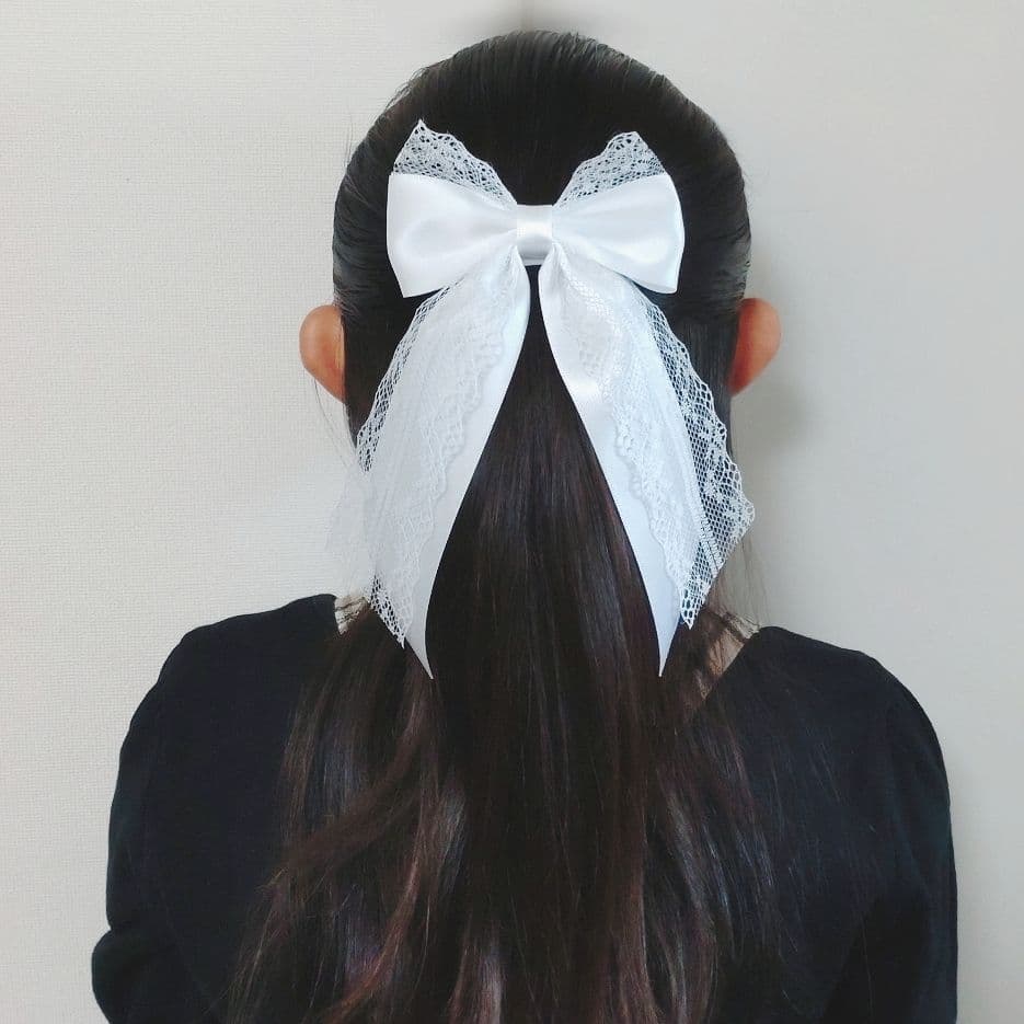 確認　たらりんヘアリボン ヘアゴム　572　黒　♡　セレモニー　発表会