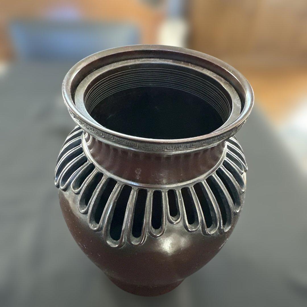 【アンティーク　骨董品】真鍮製　銅製　花瓶　花器　茶道具　銅鉄器　フラワーベース