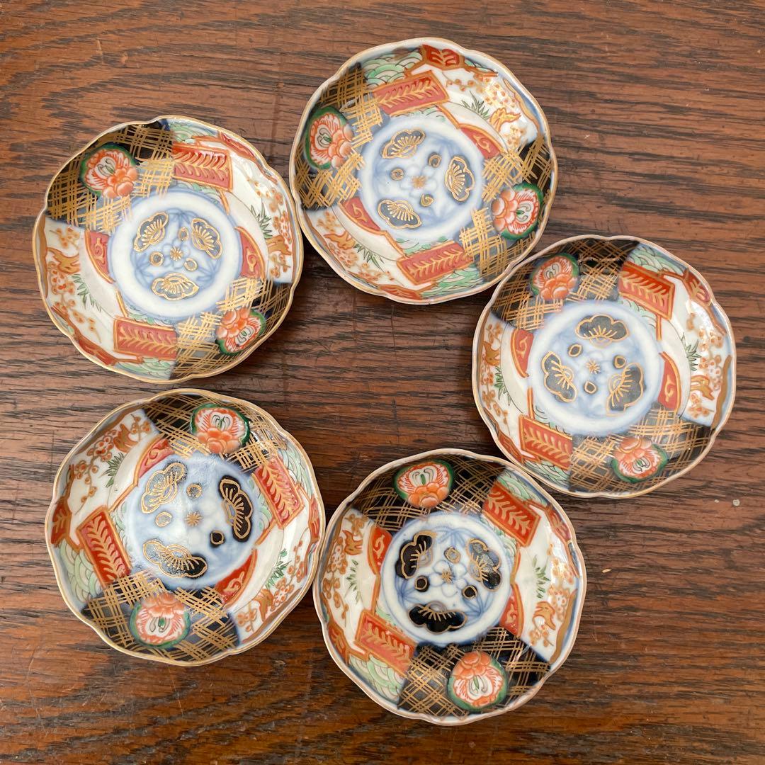 金彩色絵皿　染付　骨董　赤絵　皿　取皿　古美術