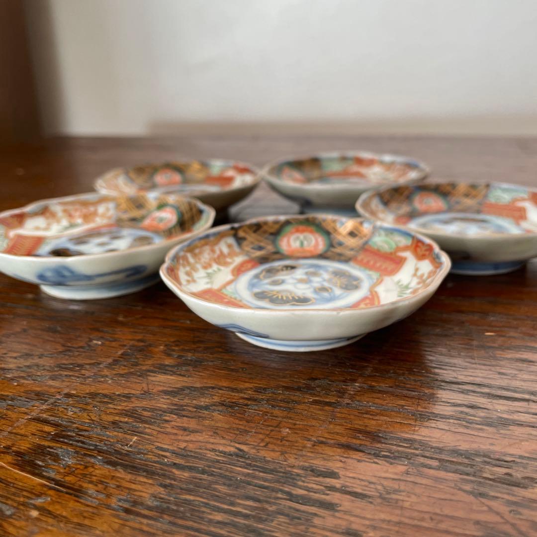 金彩色絵皿　染付　骨董　赤絵　皿　取皿　古美術