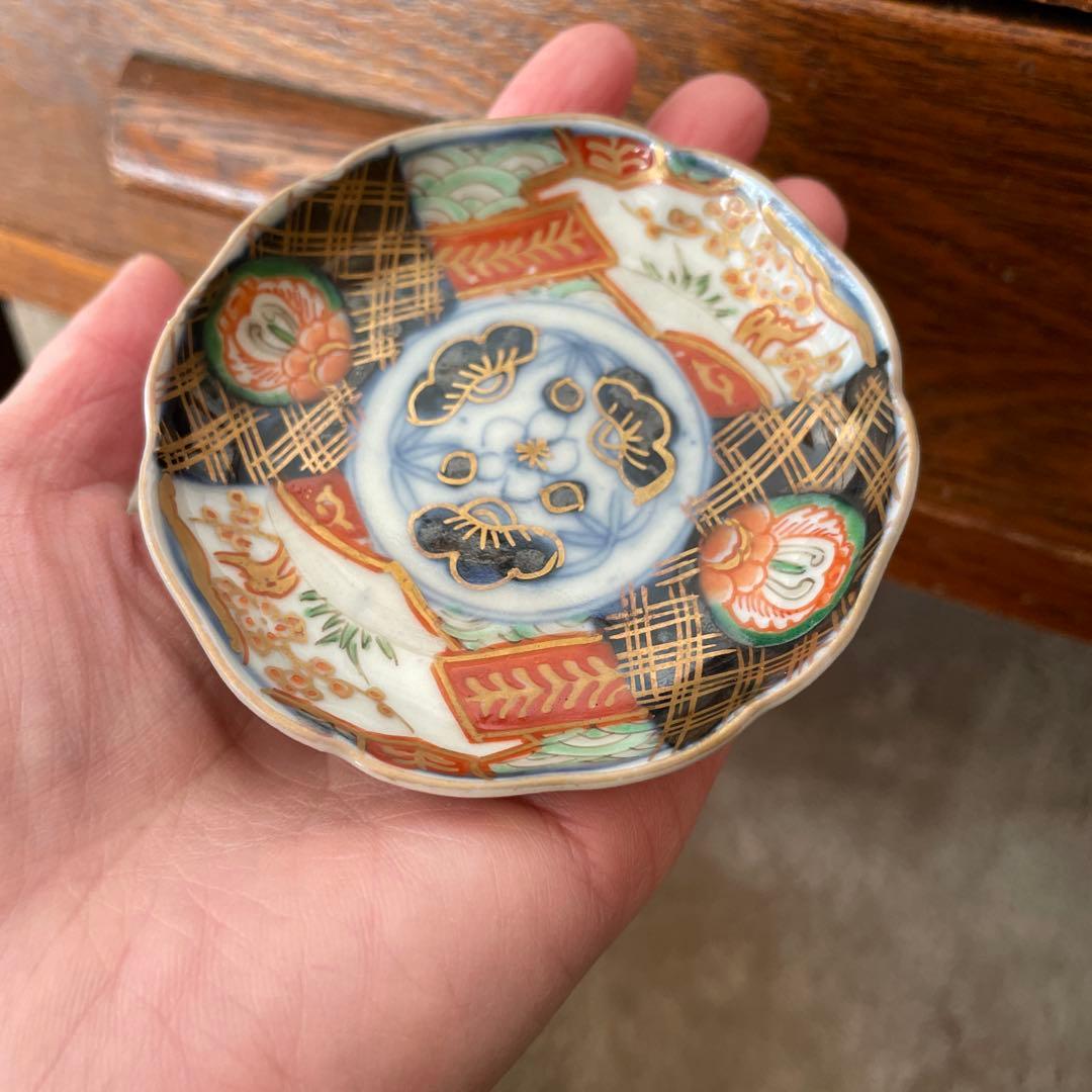 金彩色絵皿　染付　骨董　赤絵　皿　取皿　古美術