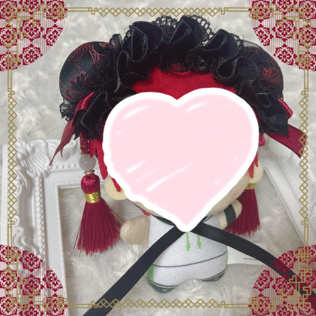 【80】ぬい ぬいぐるみ ぬい服 おまんじゅう もちころ ヘッドドレス【赤 黒】