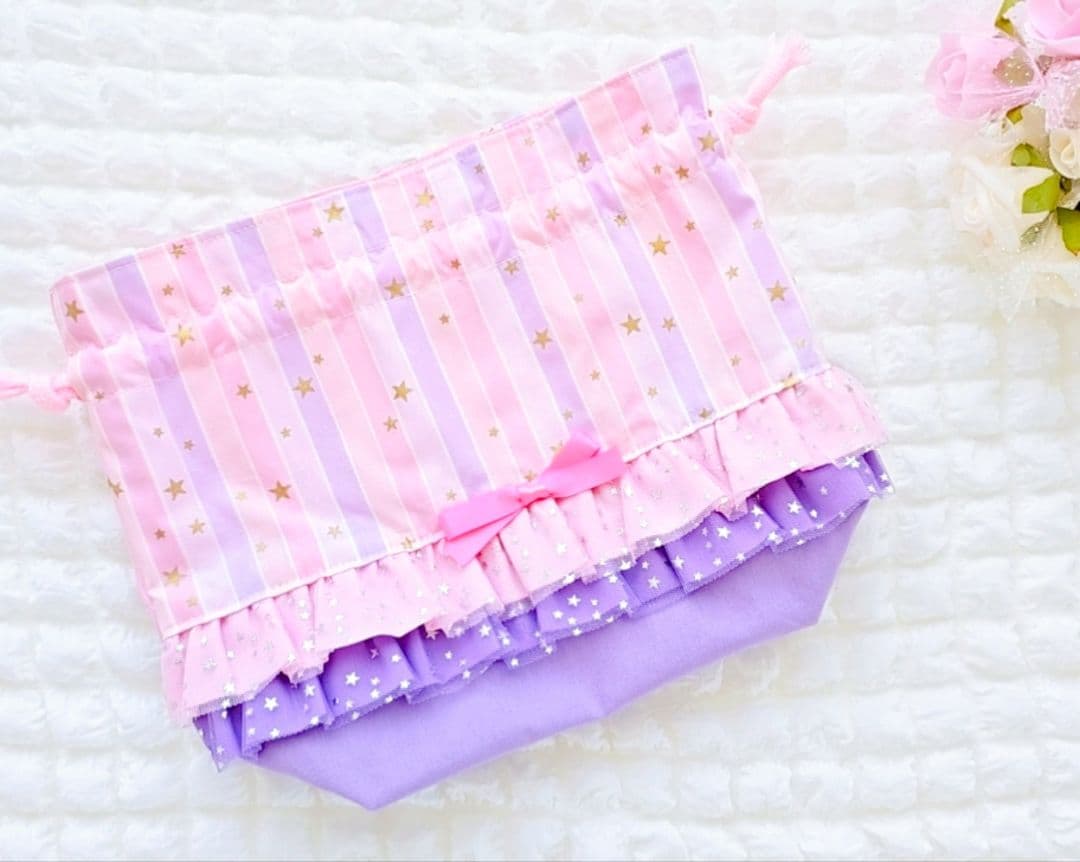 ゆめかわ　星柄　ストライプ　オーダーページ　レッスンバック　入園入学