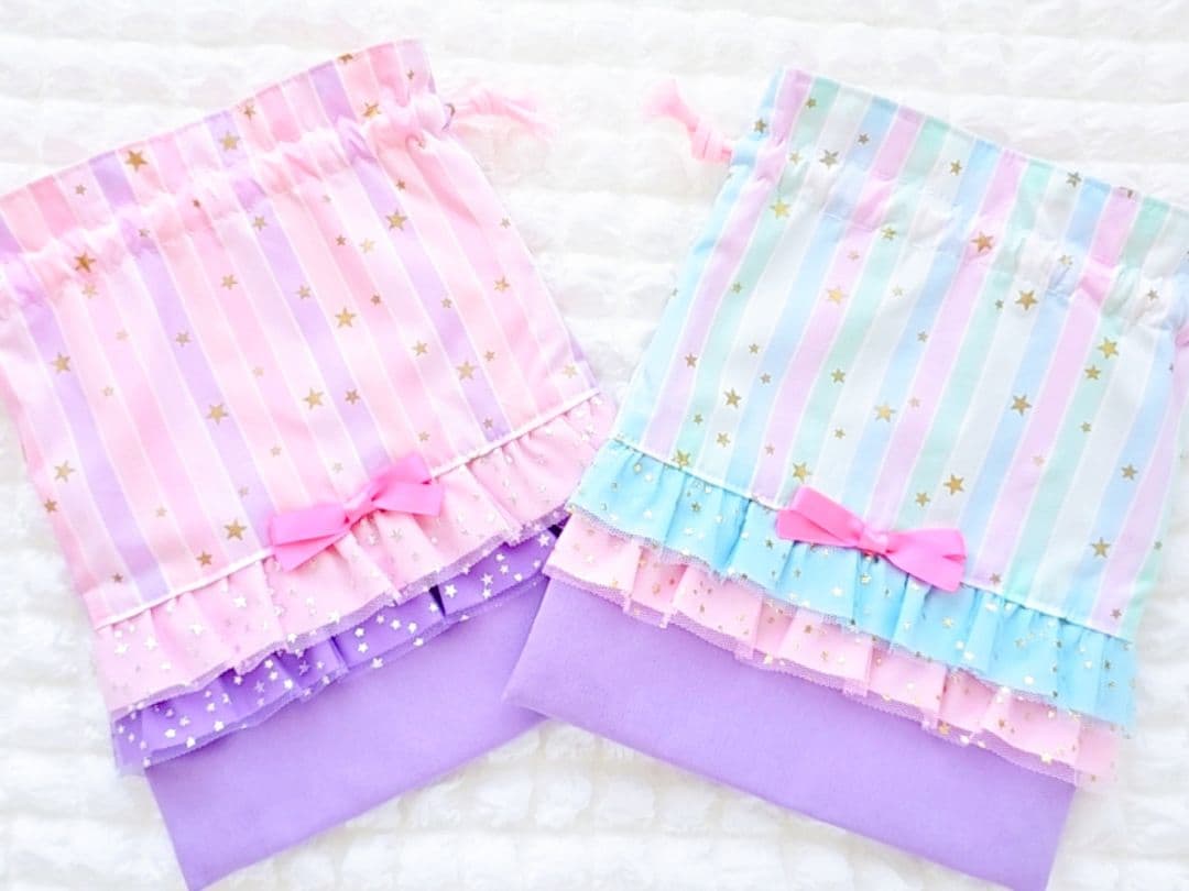 ゆめかわ　星柄　ストライプ　オーダーページ　レッスンバック　入園入学