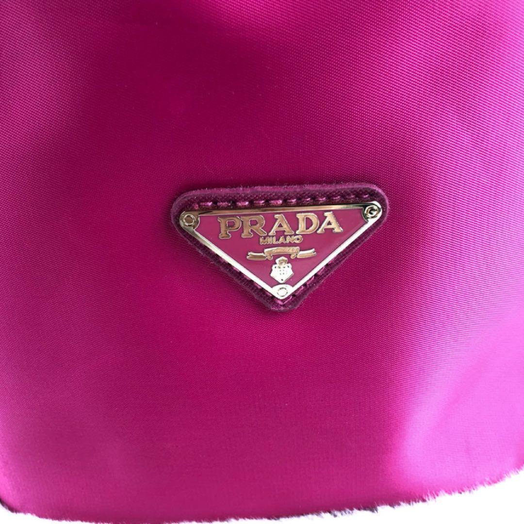 PRADA ノベルティ 巾着型 ナイロン ポーチ ピンク pr1