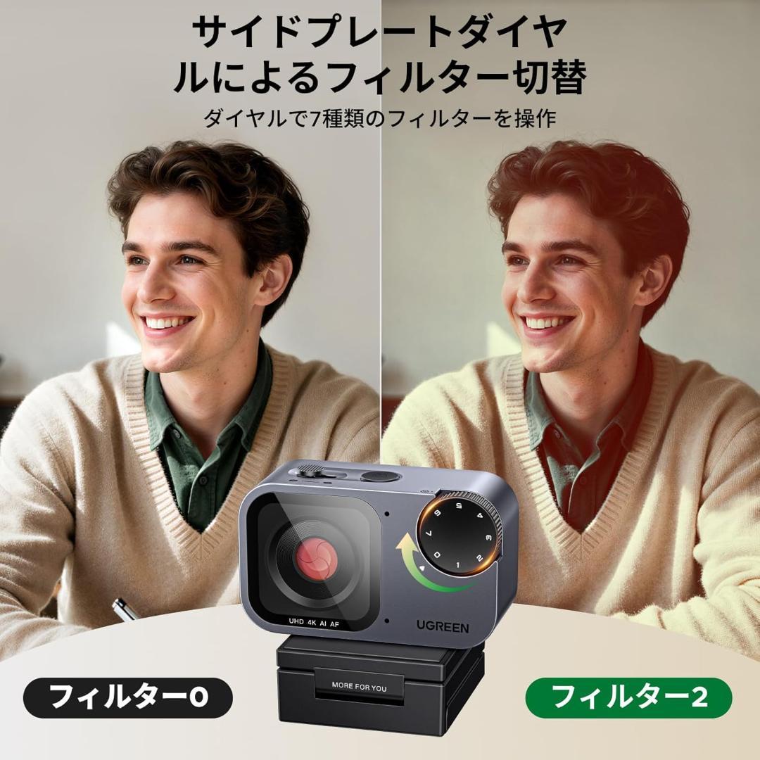 UGREEN FineCam 4K AI 1/2型センサー 高性能Webカメラ