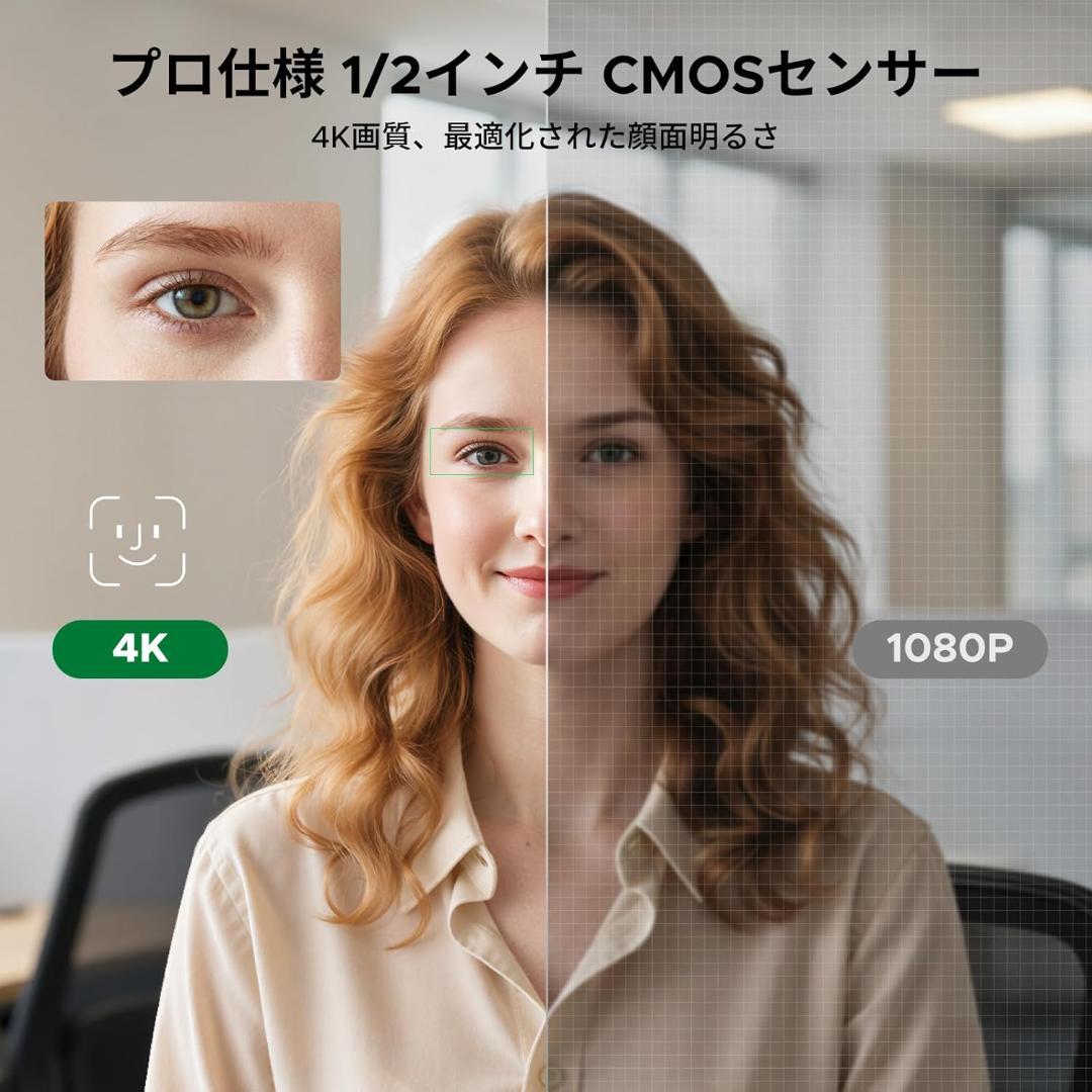 UGREEN FineCam 4K AI 1/2型センサー 高性能Webカメラ
