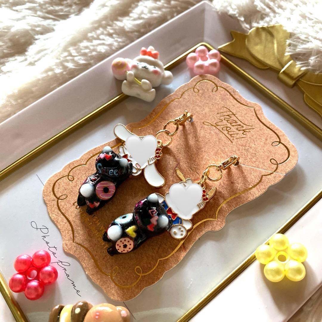 ☆白い動物がキュート★と真っ黒sweets猫ちゃんチャーム☆