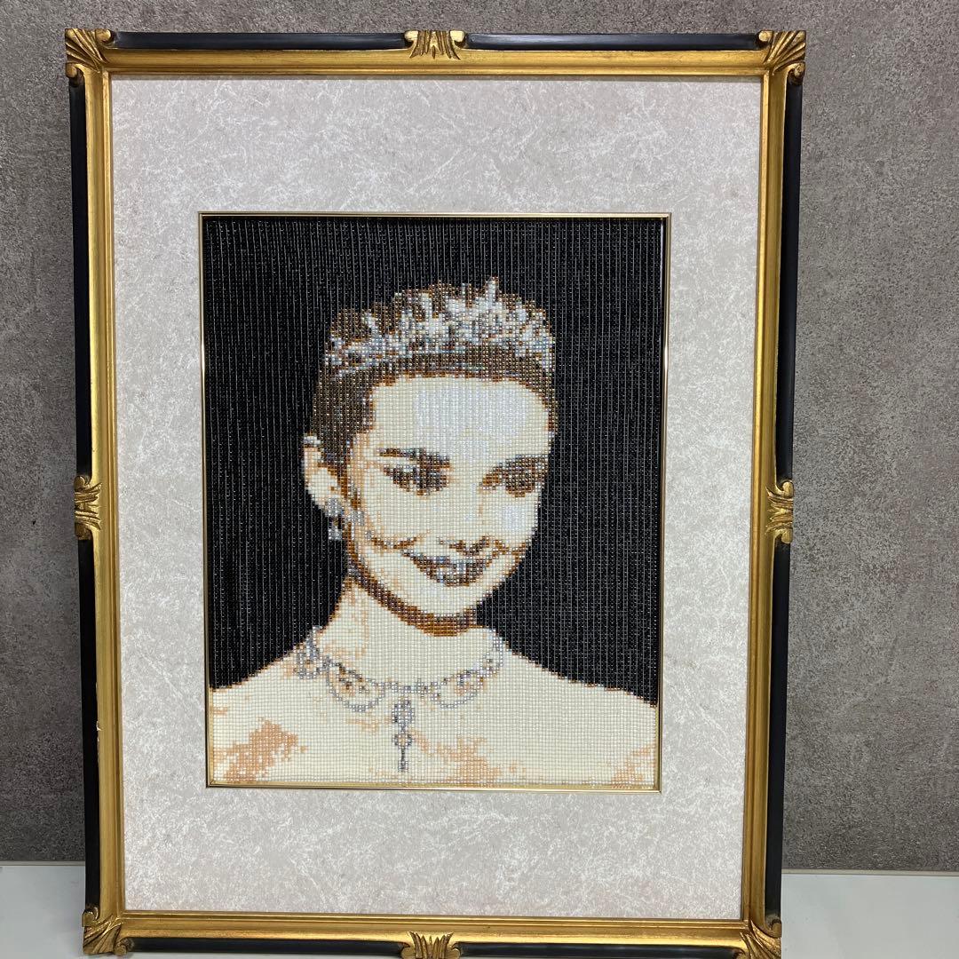 デリカビーズ織/MUYUKI/ハンドメイド/額絵/オードリー・ヘプバーン