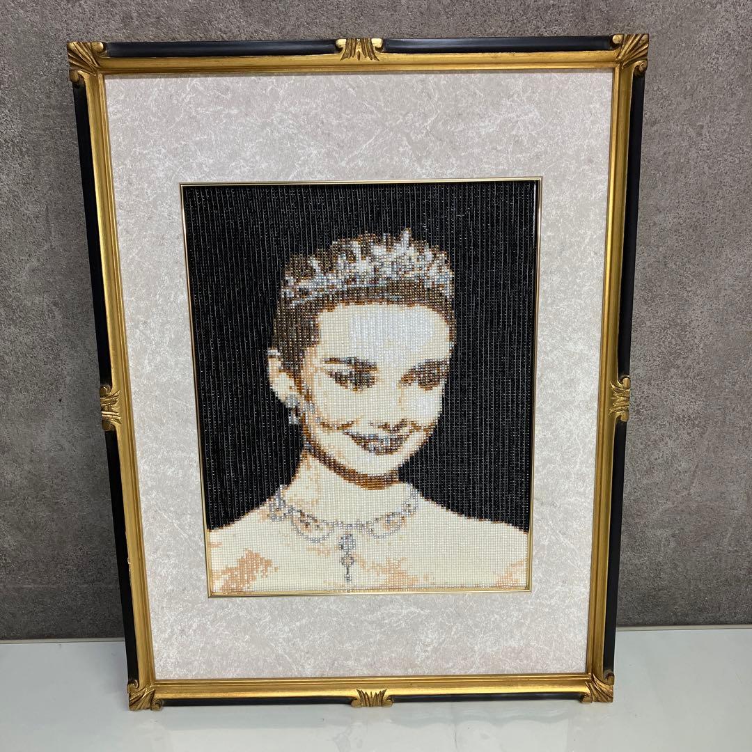 デリカビーズ織/MUYUKI/ハンドメイド/額絵/オードリー・ヘプバーン