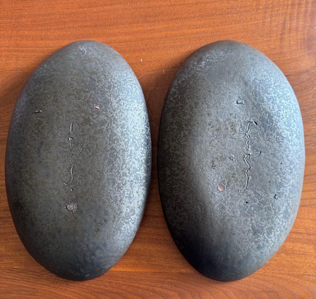 安福由美子さん　黒錆 オーバル深皿　カレー皿2枚