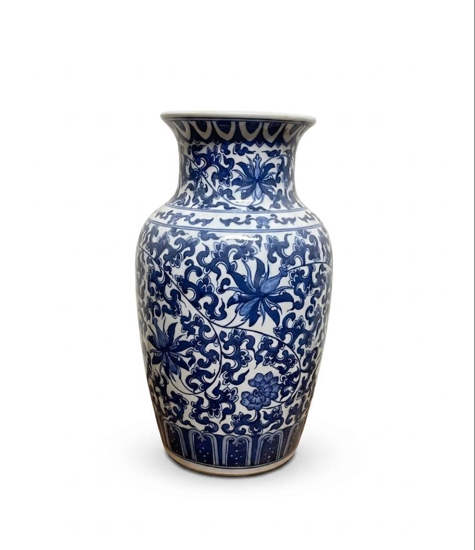 【花瓶】青花 鳳凰 唐草文様 飾り壺 インテリア