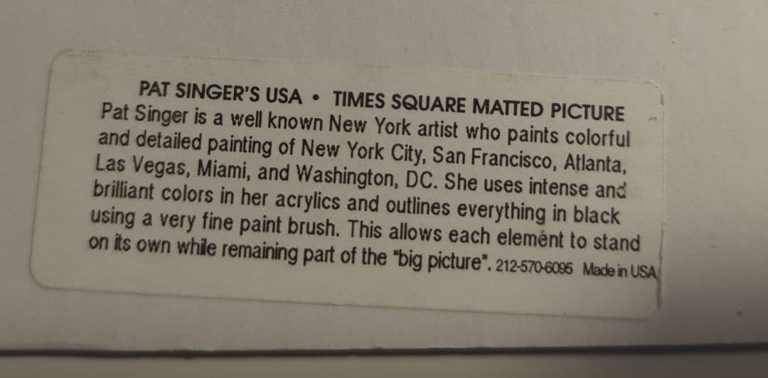【未開封】Pat Singer タイムズスクエア