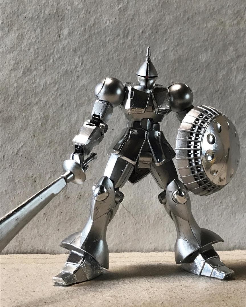 HGギャン改造 アルミ外装 銀鏡面仕上げ 一点物カスタム 大型サーベル