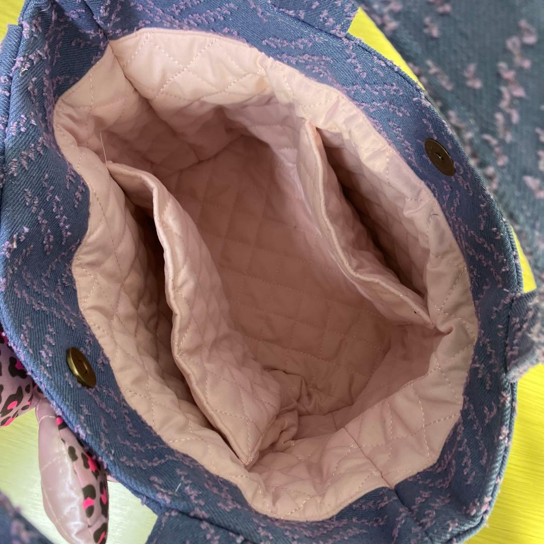 コヤンイサムチョン　デニム　レオパード　フリルトートバック　横33縦24マチ10