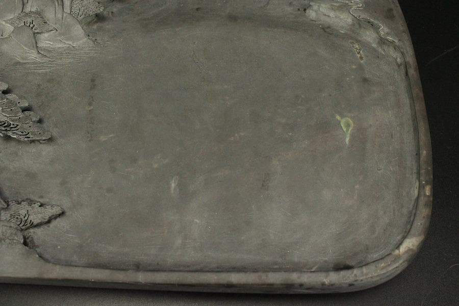 端渓 刻山水 硯 中国美術 民国 文房四宝(ZE840)