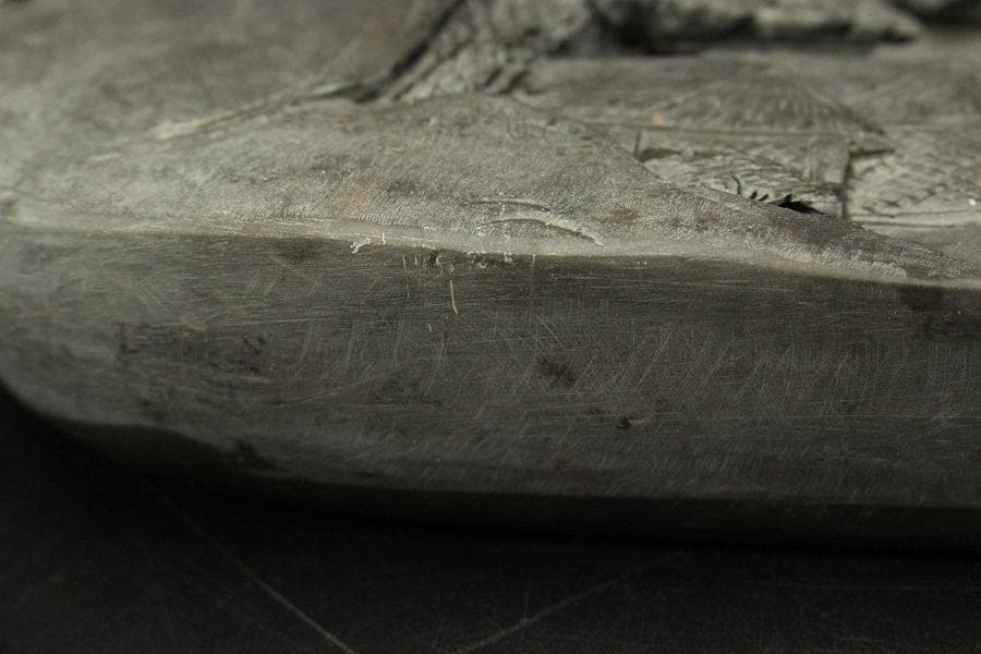 端渓 刻山水 硯 中国美術 民国 文房四宝(ZE840)