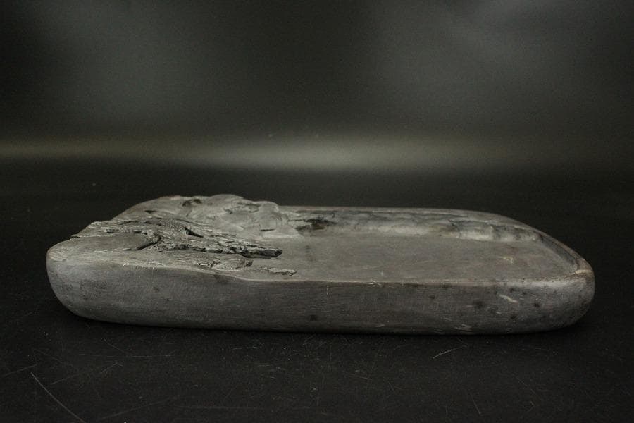 端渓 刻山水 硯 中国美術 民国 文房四宝(ZE840)