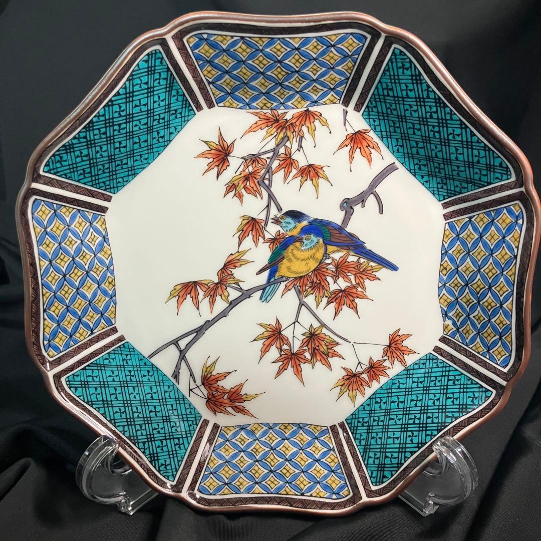 【匿名配送/新品未使用】九谷焼/九谷仙春/6.5号皿揃/花鳥絵変り〈5枚〉