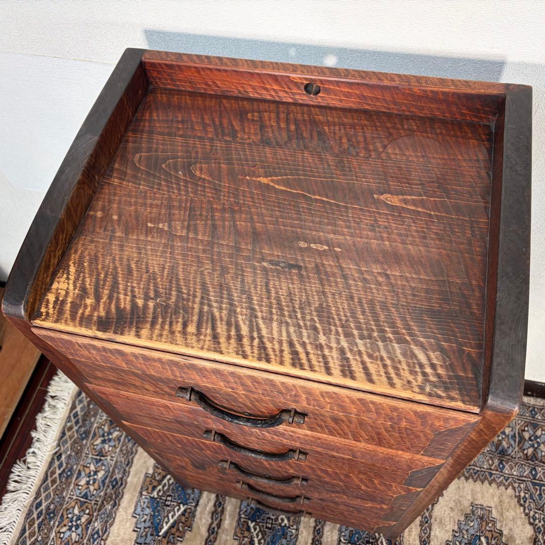 矢澤金太郎 引出し電話台 指物家具 無垢材 箪笥 引き出し 収納 チェスト