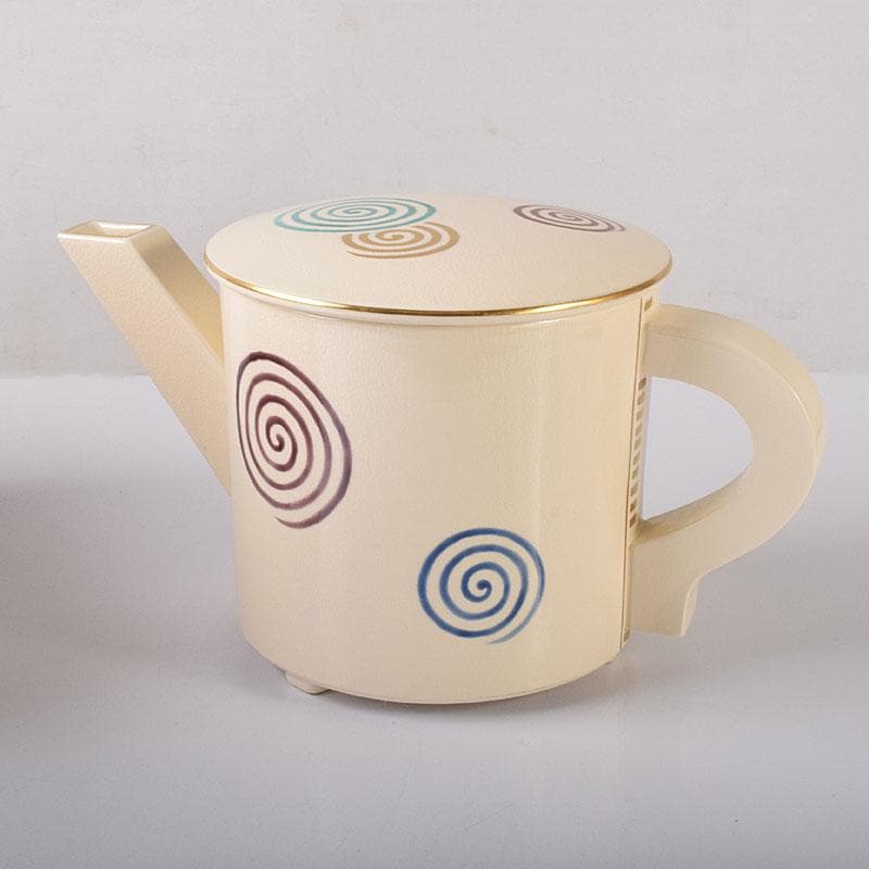 茶道具　京焼　清水焼　橋本城岳造　仁清写　色絵渦巻文　水次　共箱　N7586C