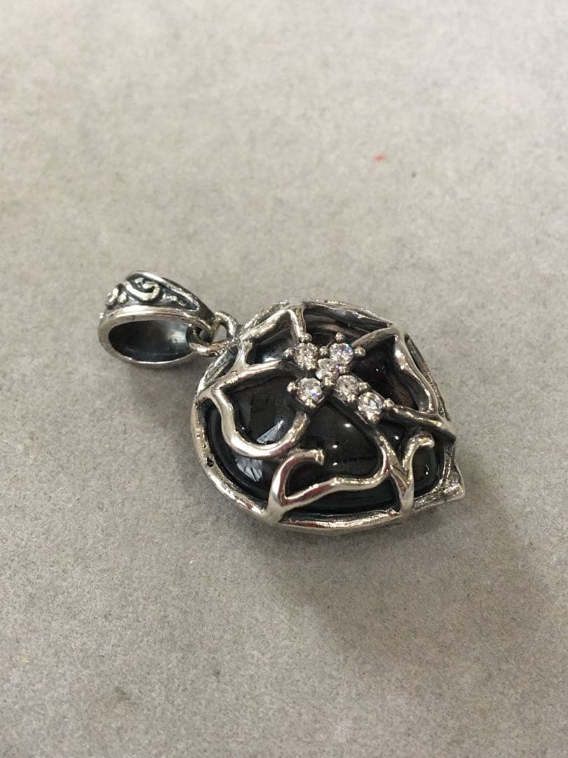 [新品] silver925 オニキス　クロス　十字架　ペンダントトップ