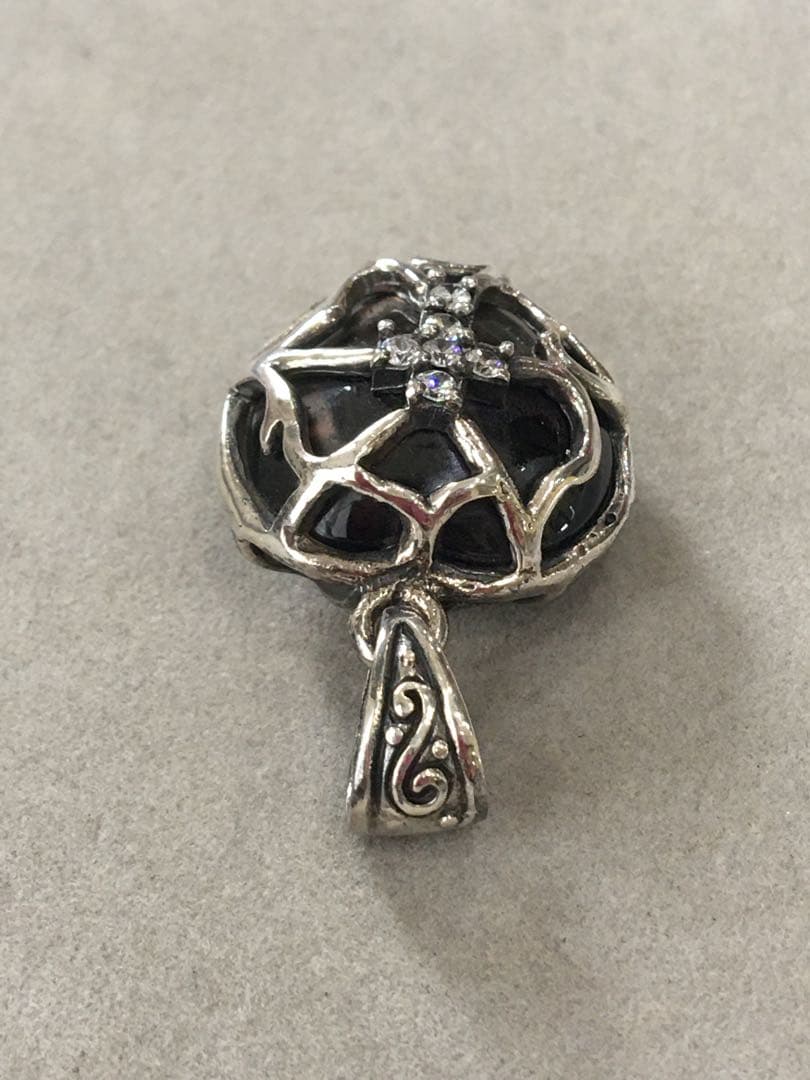 [新品] silver925 オニキス　クロス　十字架　ペンダントトップ