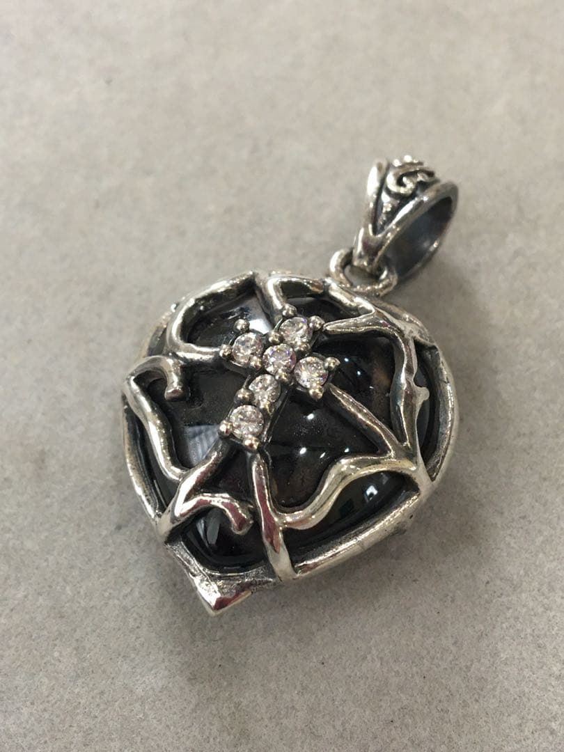 [新品] silver925 オニキス　クロス　十字架　ペンダントトップ