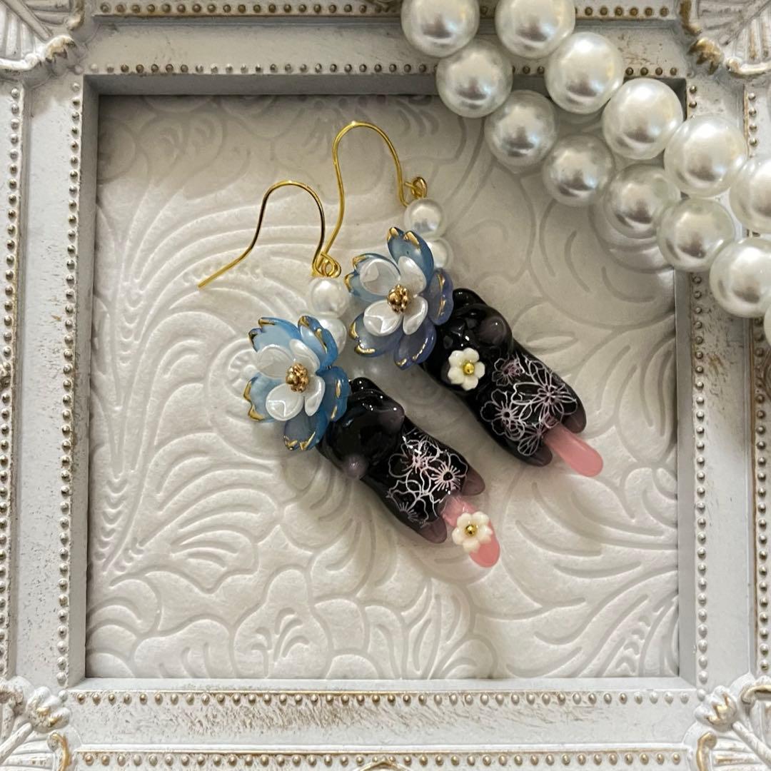 ฅ❤️ ねこ　猫　レジン　桜　さくら　花　ピアス　イヤリング　ハンドメイド