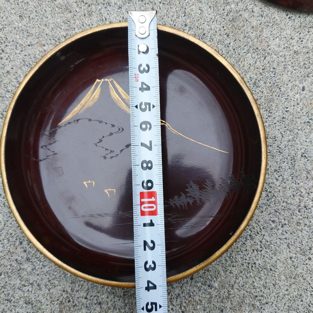 今百　富士模様　四拾人前?　木皿　盃　?　20セット　赤×8　黒Ｘ12　銘々皿