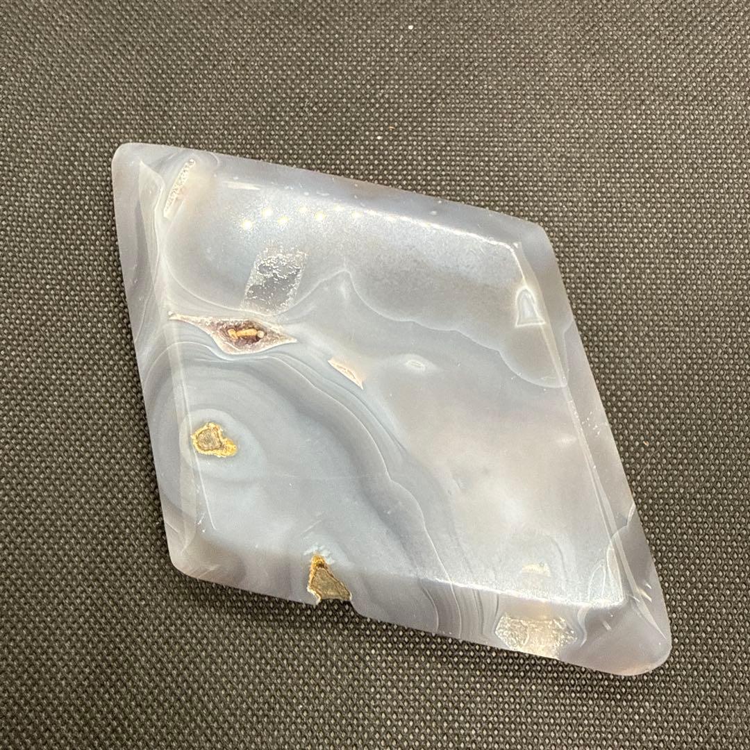 天然石　瑪瑙×アメジスト　スライス　ダイヤ形　台座セット♪