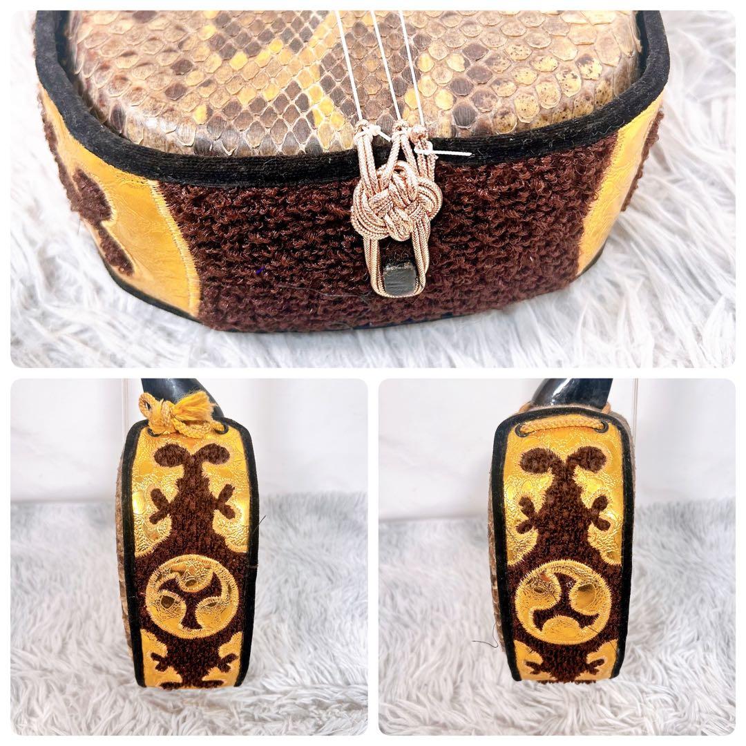 【動作品】沖縄三線 三味線　本皮　一枚張り　三味線　皮破れなし