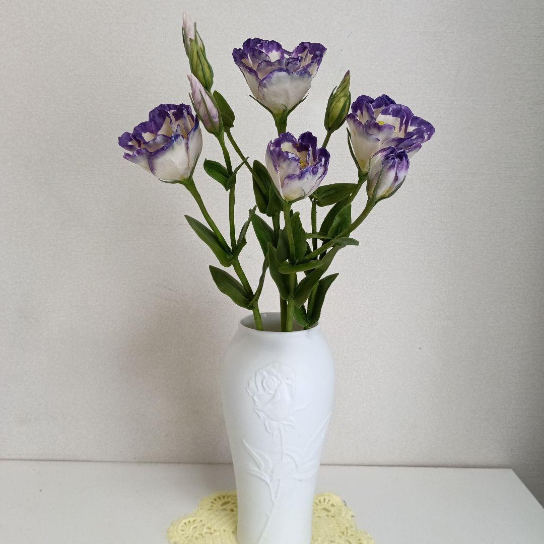 専用　花器付き　トルコ桔梗 リシアンサス　樹脂粘土