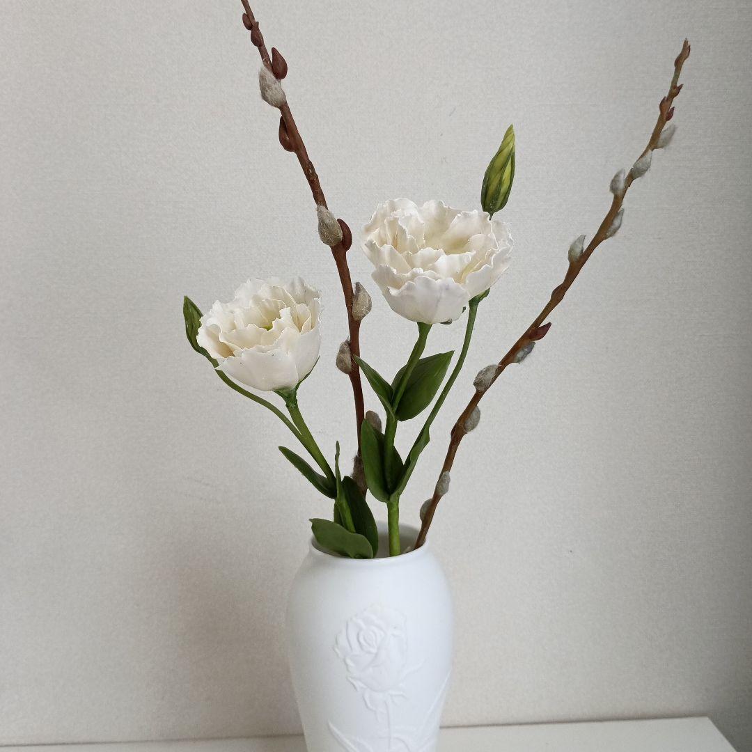 専用　花器付き　トルコ桔梗 リシアンサス　樹脂粘土