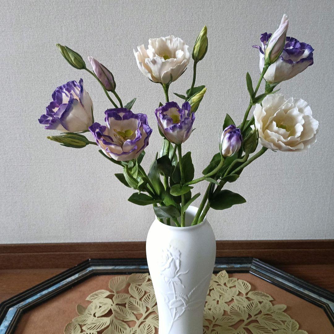 専用　花器付き　トルコ桔梗 リシアンサス　樹脂粘土