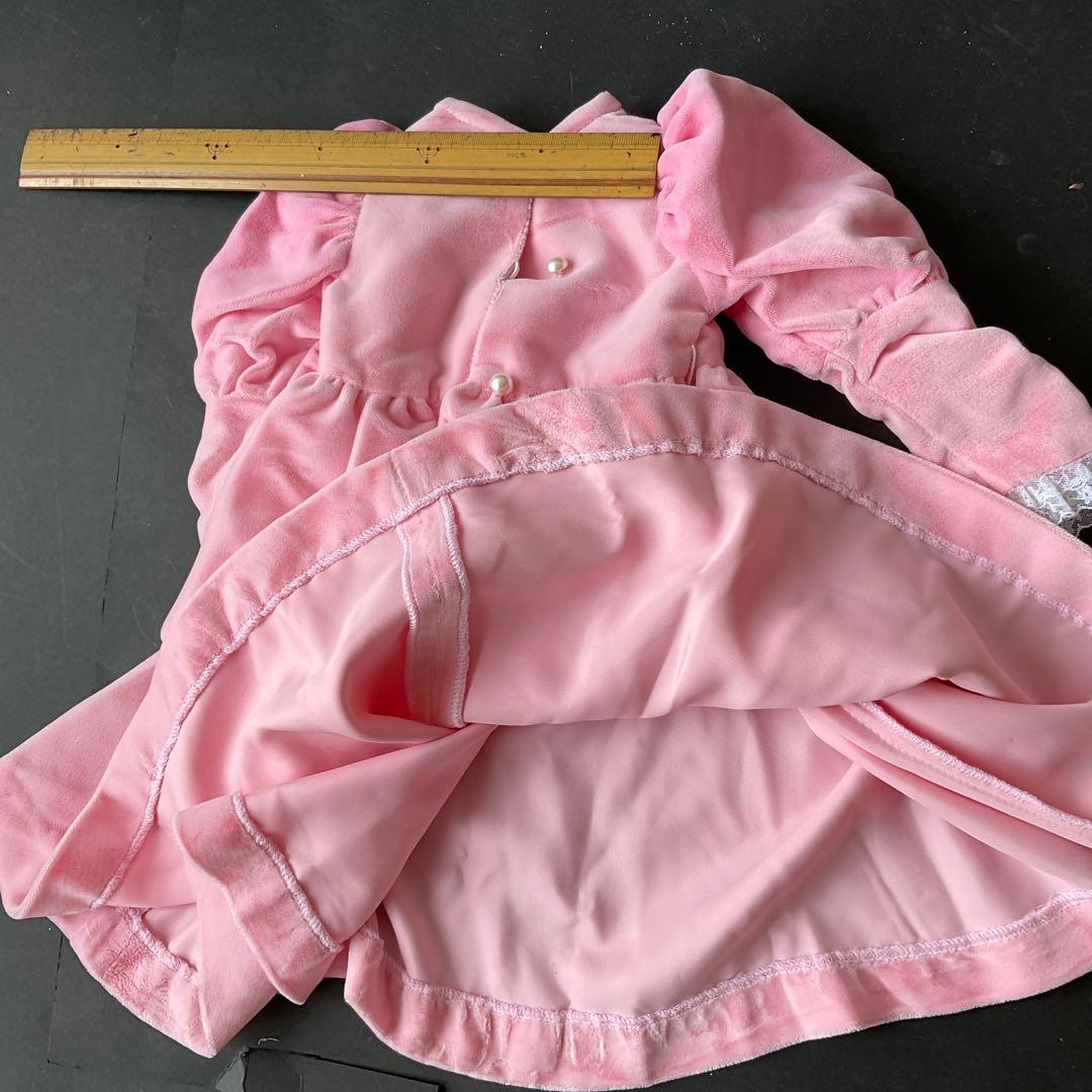 専用ビスクドール用ドレス(ベルベット) 洋人形のドレス　着せ替えドレス(ボネ付)