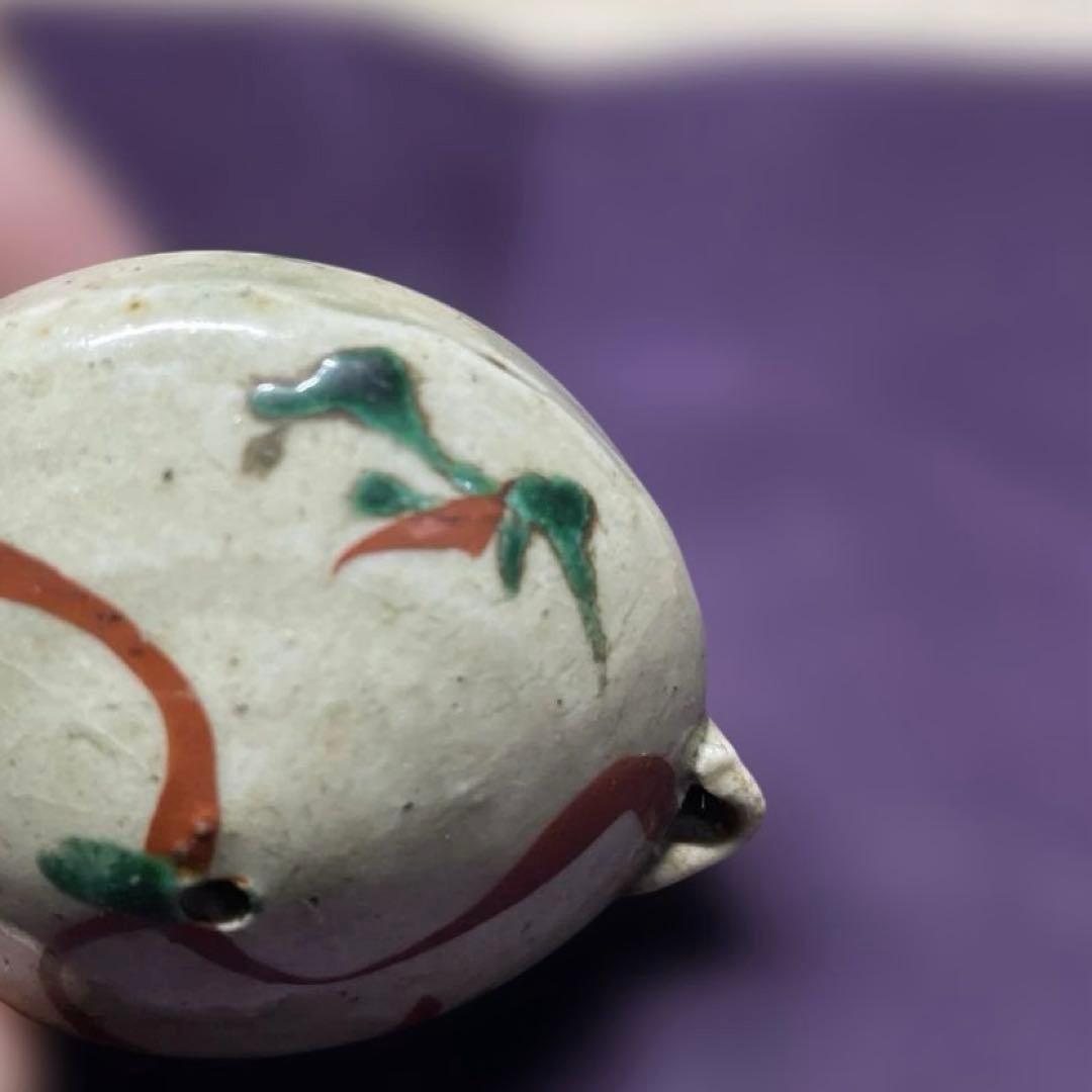 益子焼　浜田庄司　赤絵水滴　箱なし