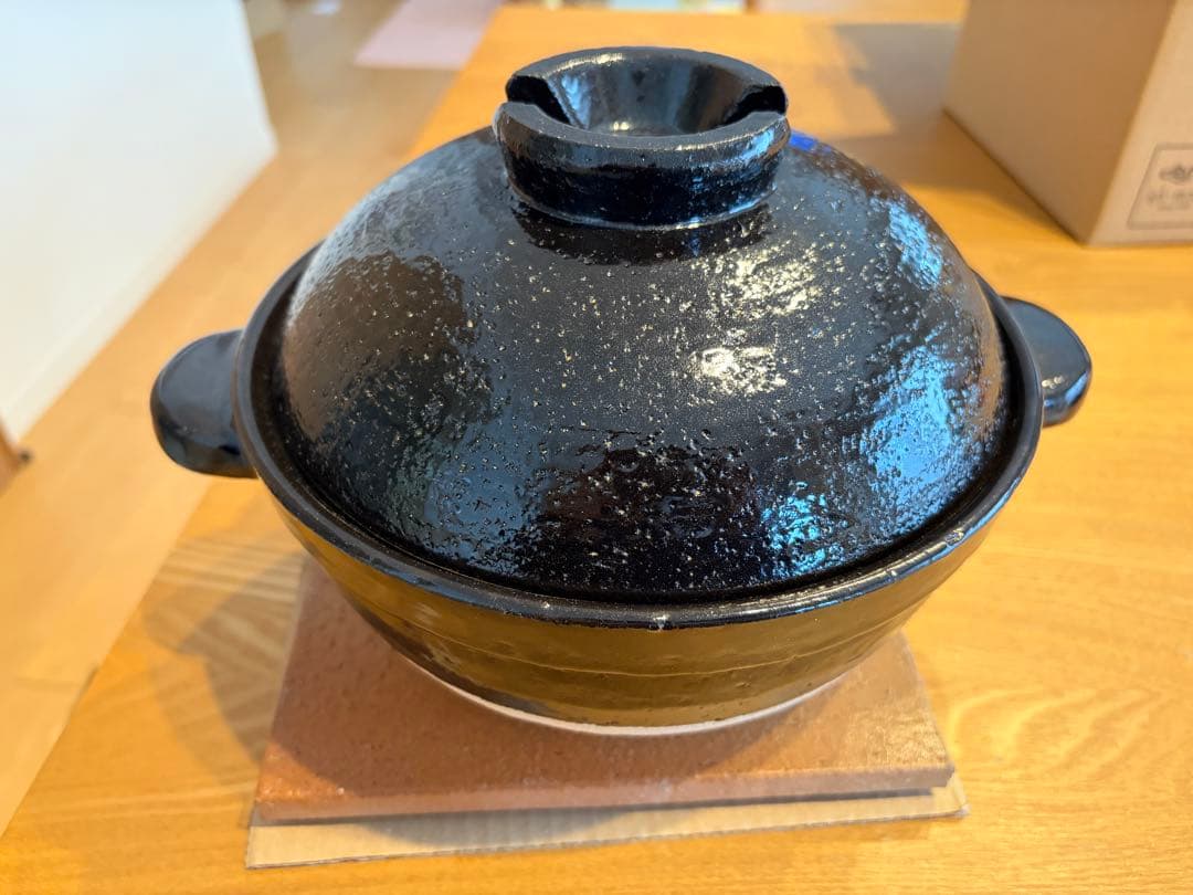 タイムセール‼️かまどさん ２号炊き CT-03 黒色 陶器製