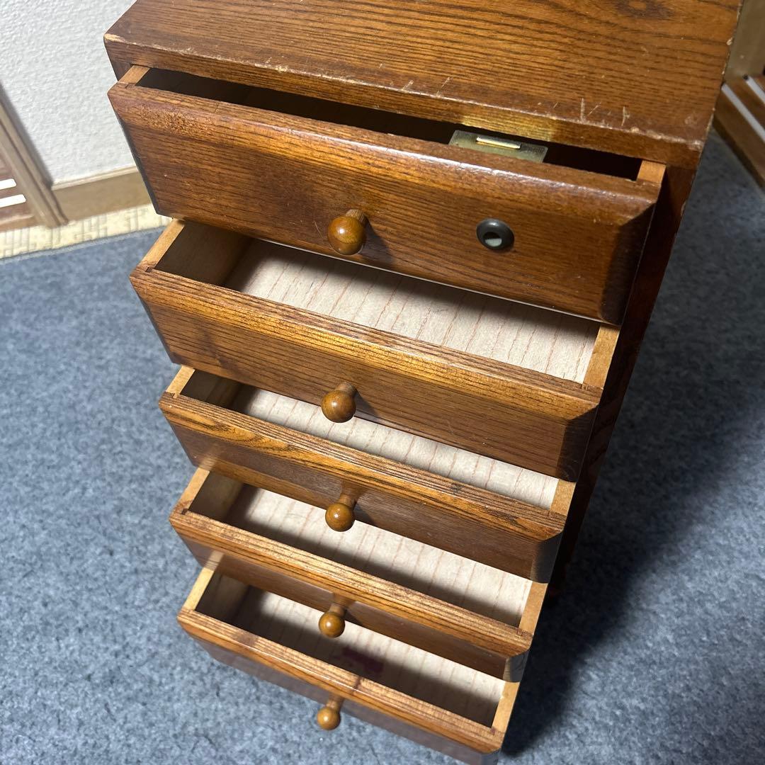 木製 小箪笥 5段 和風 レトロ チェスト タンス 小物・書類収納に◎