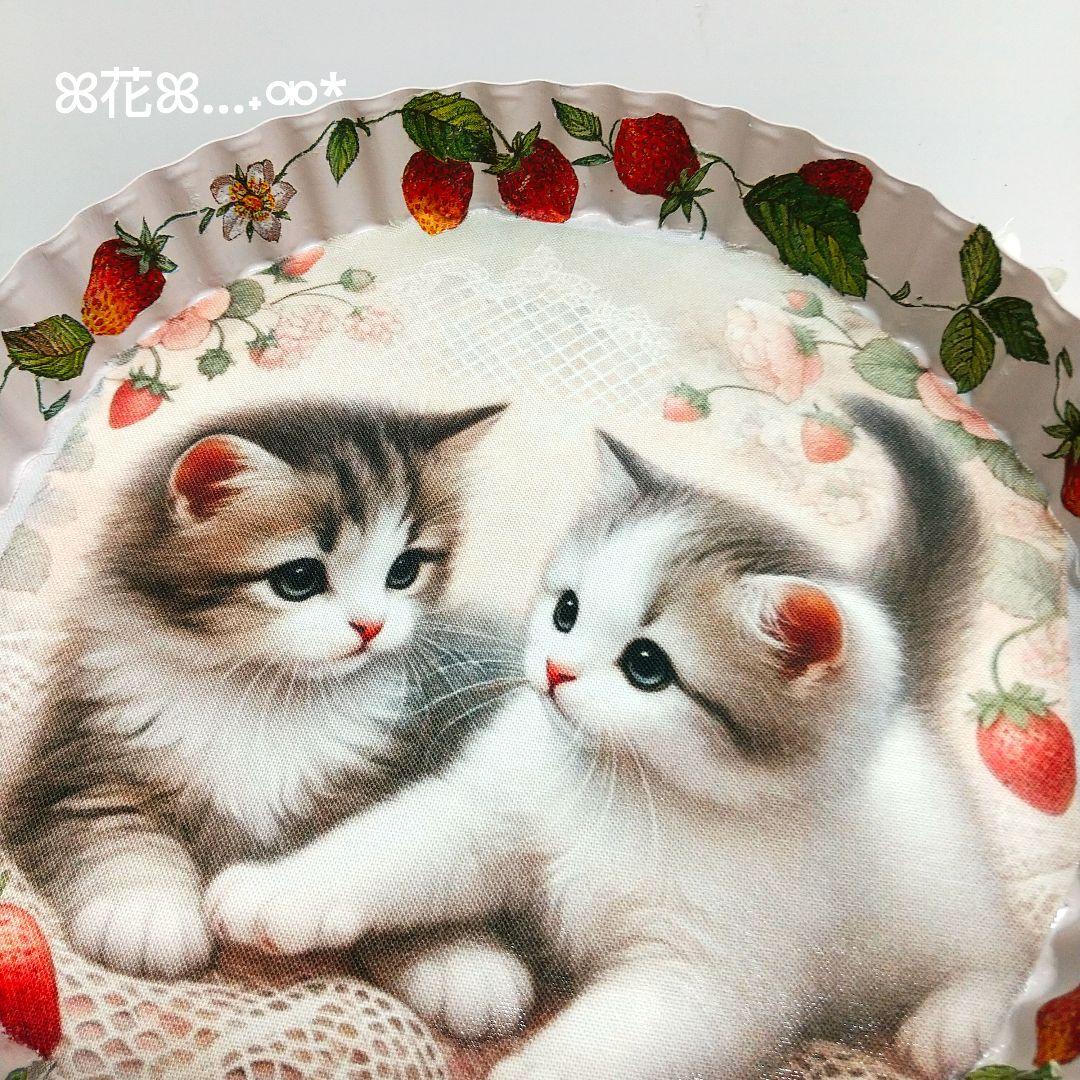 デコパージュ ꔛ‬ꕤ インテリア雑貨♡アクセサリートレイ♡小物入れ♡猫♡いちご